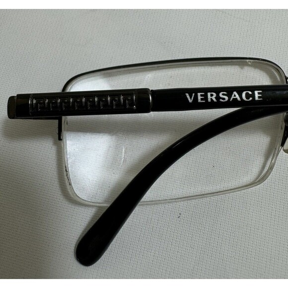 Versace Silver Black Rectangular Half Rim Eyeglasses Frame MOD 1106 50 18 135 - Picture 4 of 5
